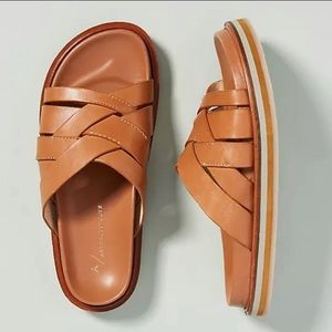 Anthropologie Viviana Leather Crisscross Sandals